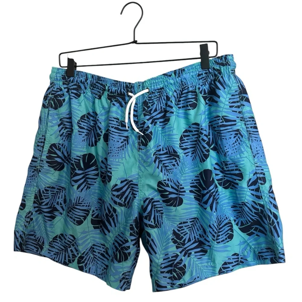 Trunks‎ Surf Co. Blue Leaf Pattern Swim Trunks XL